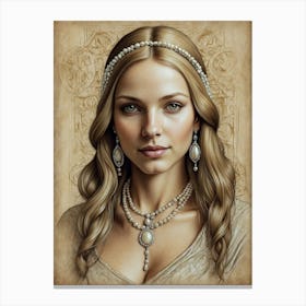 Portrait Of A Woman With Pearls Canvas Print