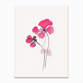 Geranium Floral Minimal Line Drawing 2 Flower Canvas Print