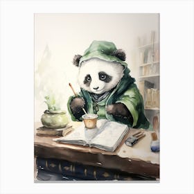 Panda Art Writing Watercolour 4 Canvas Print