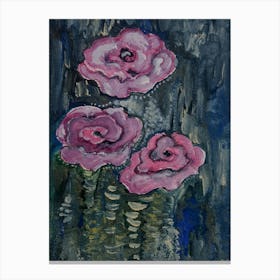 Modern Art With Pink Flowers Canvas Print