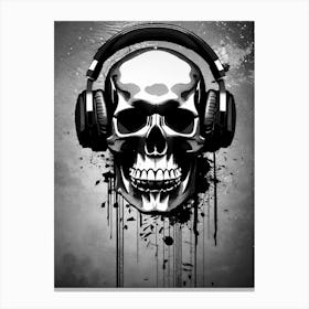 Skull With Headphones 121 Canvas Print