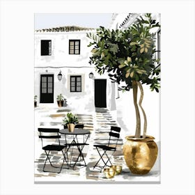 Olive Tree In Front Of House Canvas Print