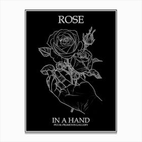 Rose In A Hand Line Drawing 1 Poster Inverted Canvas Print