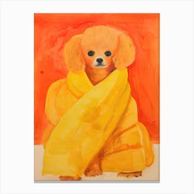 Poodle In A Blanket Canvas Print