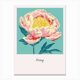 Peony 2 Square Flower Illustration Poster Canvas Print