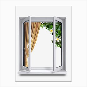 Open Window With Flowers Canvas Print