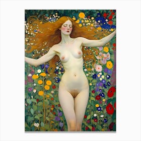 Nude Eve In The Garden Of Eden Canvas Print
