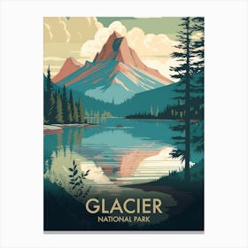 Glacier National Park Vintage Travel Poster 15 Canvas Print