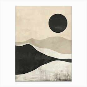 Black moon and mountains minimal art Canvas Print