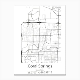 Coral Springs,United States Minimalist Map 1 Canvas Print