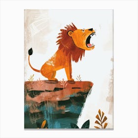 African Lion Roaring On A Cliff Clipart 3 Canvas Print