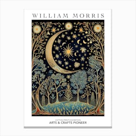 William Morris Print Night Forest Moon Poster Vintage Wall Art Textiles Art Vintage Poster Canvas Print