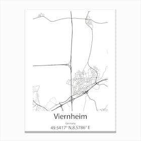 Viernheim,Germany Minimalist Map Canvas Print