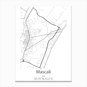 Mascali,Italy Minimalist Map Canvas Print