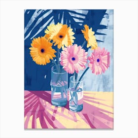 Gerbera Daisy Flowers On A Table   Contemporary Illustration 2 Canvas Print