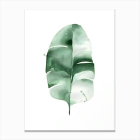 Green Watercolor Leaf Canvas Print