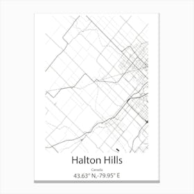 Halton Hills,Canada Minimalist Map Canvas Print