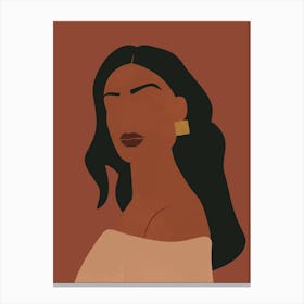 Abstract Woman Gold Earring Painting Canvas Print