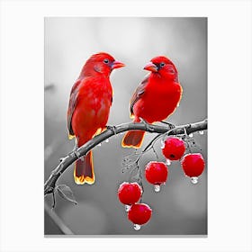 Two red birds Canvas Print