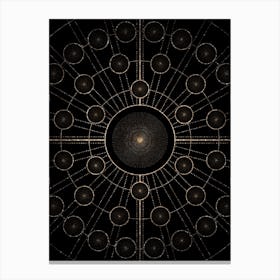 Geometric Glyph Radial Array in Glitter Gold on Black n.0065 Canvas Print