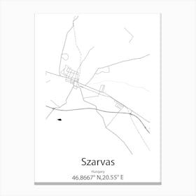 Szarvas,Hungary Minimalist Map Canvas Print