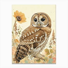 Spotted Owl Japanese Painting 4 Canvas Print