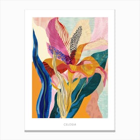 Colourful Flower Illustration Poster Celosia 2 Canvas Print