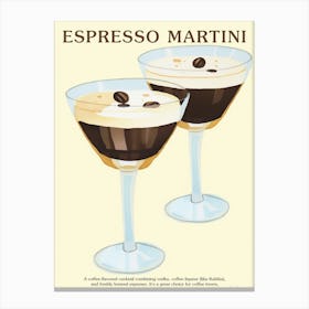 Espresso Martini Cocktail Kitchen Art Coffee Art Canvas Print