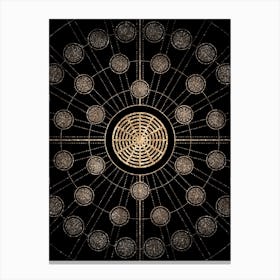 Geometric Glyph Radial Array in Glitter Gold on Black n.0269 Canvas Print