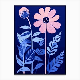 Blue Flower Illustration Dahlia 3 Canvas Print