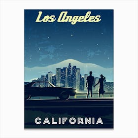 Los Angeles, California — Retro travel minimalist poster Canvas Print