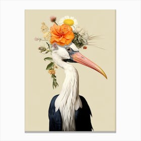 Bird With A Flower Crown Stork 4 Canvas Print
