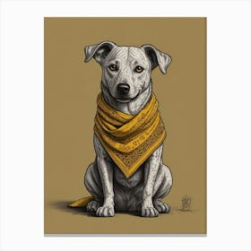 Dog With Yellow Bandana Canvas Print