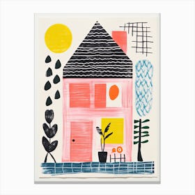 A House In Cape Cod, Abstract Risograph Style 2 Canvas Print