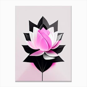 Pink Lotus Black And White Geometric 1 Canvas Print