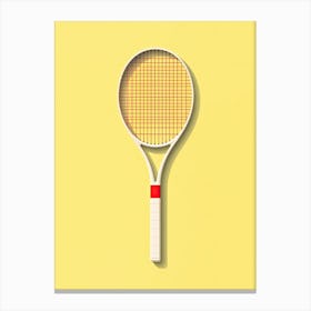 Tennis Racket On Yellow Background Canvas Print