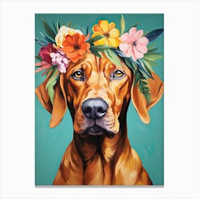Rhodesian Ridgeback Portrait With A Flower Crown, Matisse Painting Style 3 Canvas Print