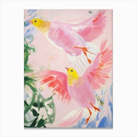 Pink Ethereal Bird Painting Finch 8 Canvas Print