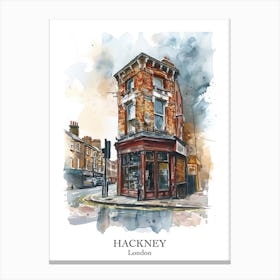 Hackney London Borough   Street Watercolour 8 Poster Canvas Print