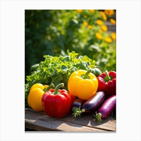 Assorted Vegetables Straight From The Garden Rich In Color And Variety Including Vibrant Red Tomat (7) Canvas Print