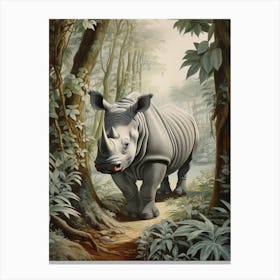 Rhino Realistic Illustration 4 Canvas Print