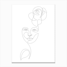 Woman With Flower Canvas Print