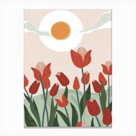 Minimalist tulips under the sun wall art poster Canvas Print