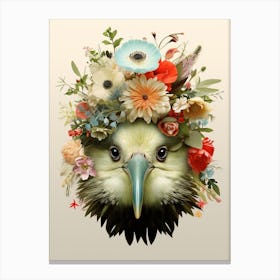 Bird With A Flower Crown Kiwi 5 Canvas Print