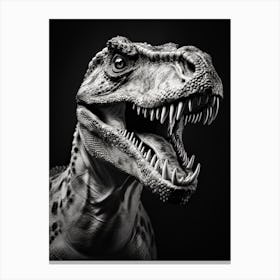 Black And White Photograph Of A Tyrannosaurus Rex 2 Canvas Print