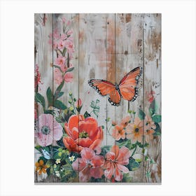 Butterfly And Flowers 14 Canvas Print