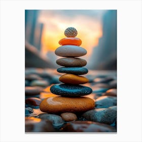 Pebbles At Sunset Canvas Print