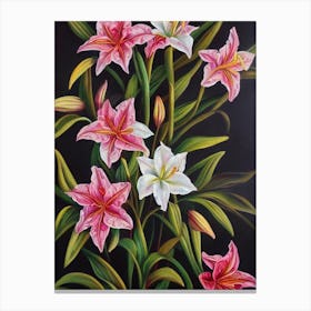 Lilies Still Life Oil Painting Flower Canvas Print