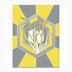 Vintage Daylily Botanical Geometric Art in Yellow and Gray n.335 Canvas Print