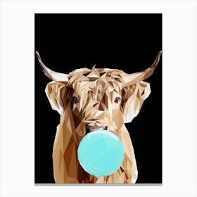 Highland Cow Chewing Bubble Gum Canvas Print